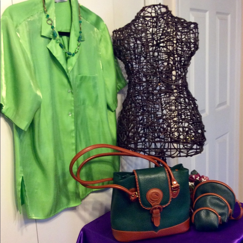 N Touch Shiny Lime Green Blouse
